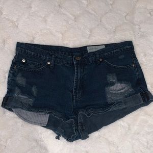 Pistola Dark Blue distressed denim shorts